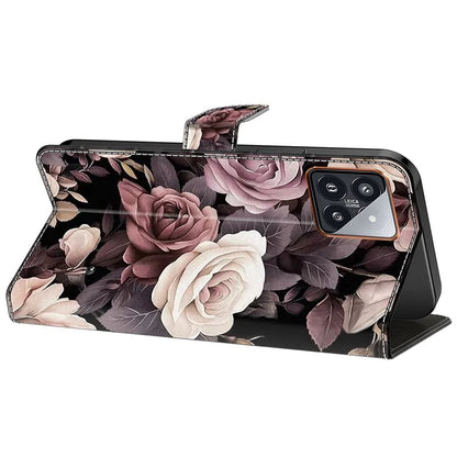 For Xiaomi 14 Pro Case PU Leather Pattern Printed Style Flip Wallet Phone Cover