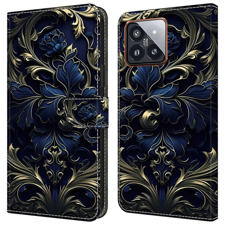 For Xiaomi 14 Pro Case PU Leather Pattern Printed Style Flip Wallet Phone Cover