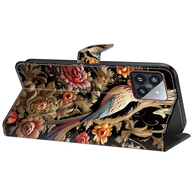 For Xiaomi 14 Pro Case PU Leather Pattern Printed Style Flip Wallet Phone Cover
