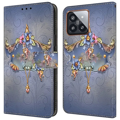 For Xiaomi 14 Pro Case PU Leather Pattern Printed Style Flip Wallet Phone Cover