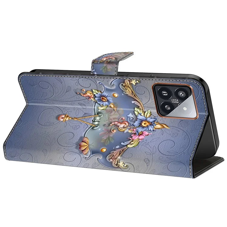 For Xiaomi 14 Pro Case PU Leather Pattern Printed Style Flip Wallet Phone Cover