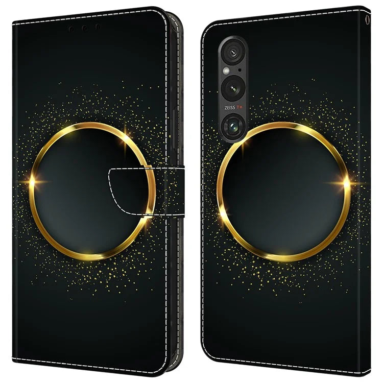 For Sony Xperia 1 V Case Pattern Printing PU Leather Wallet Phone Cover