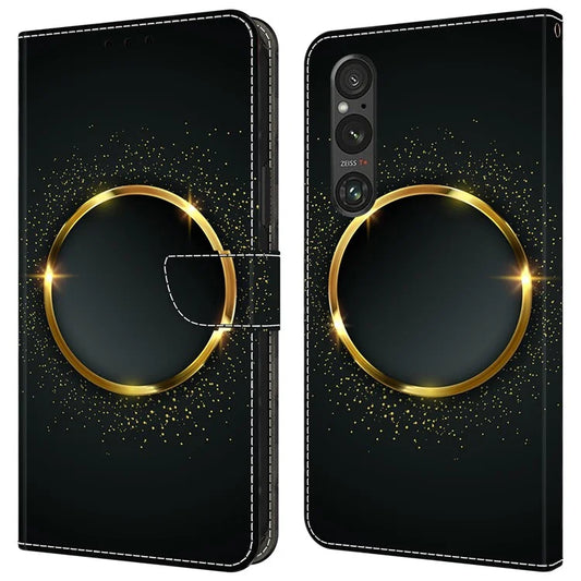 For Sony Xperia 1 V Case Pattern Printing PU Leather Wallet Phone Cover
