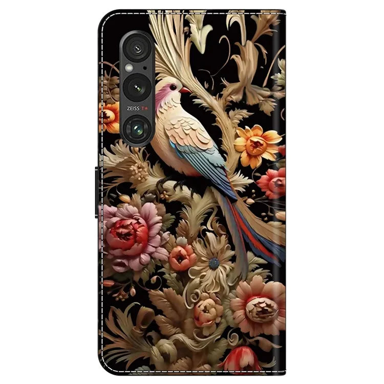 For Sony Xperia 1 V Case Pattern Printing PU Leather Wallet Phone Cover