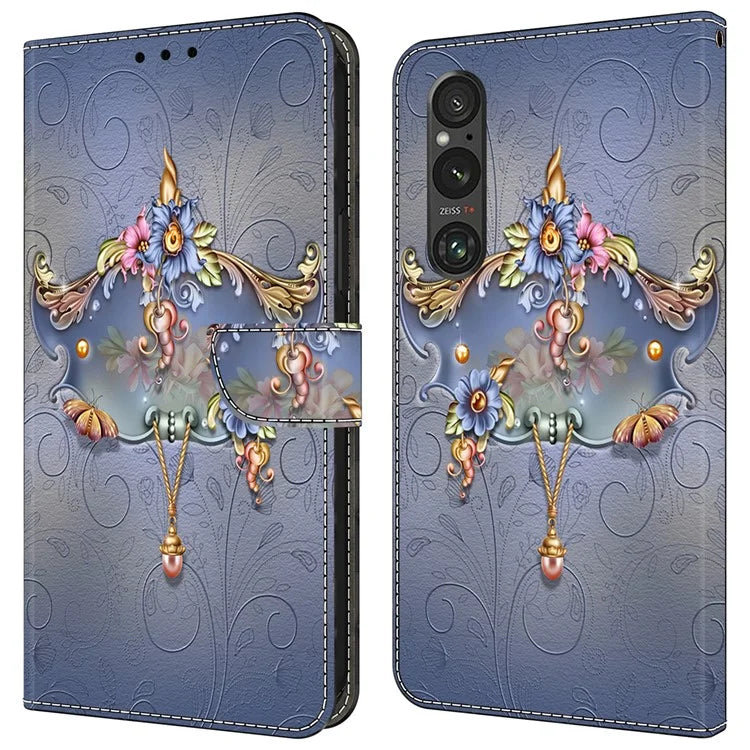 For Sony Xperia 1 V Case Pattern Printing PU Leather Wallet Phone Cover