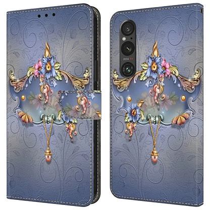 For Sony Xperia 1 V Case Pattern Printing PU Leather Wallet Phone Cover