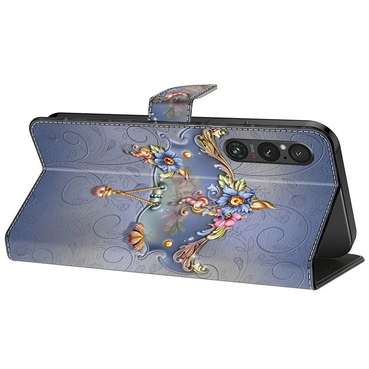 For Sony Xperia 1 V Case Pattern Printing PU Leather Wallet Phone Cover