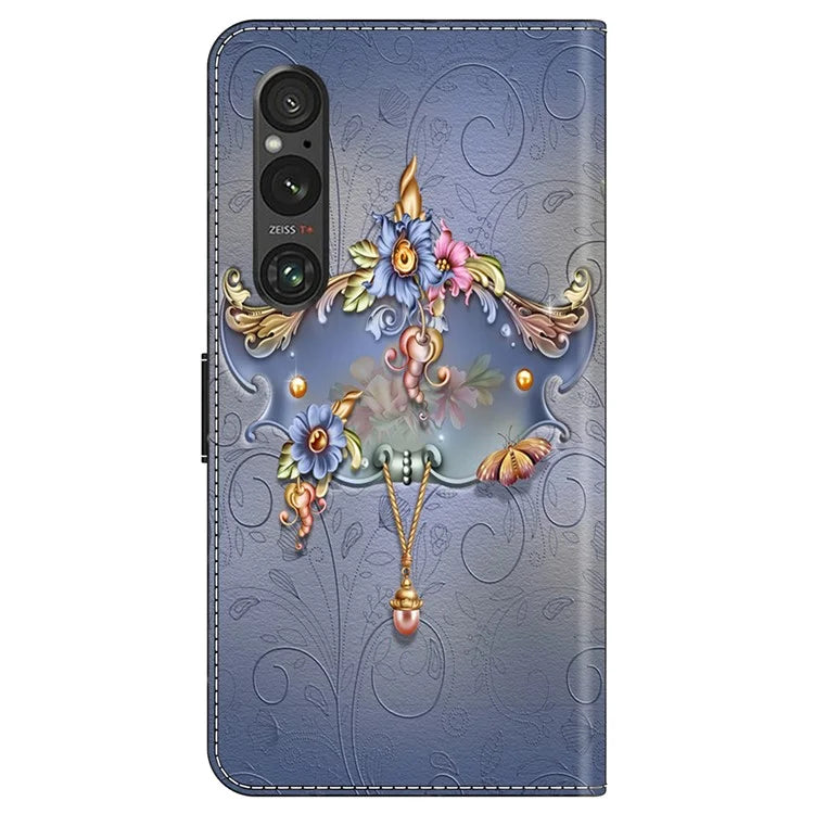 For Sony Xperia 1 V Case Pattern Printing PU Leather Wallet Phone Cover
