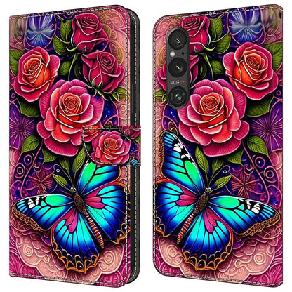 For Sony Xperia 1 V Case Pattern Printing PU Leather Wallet Phone Cover