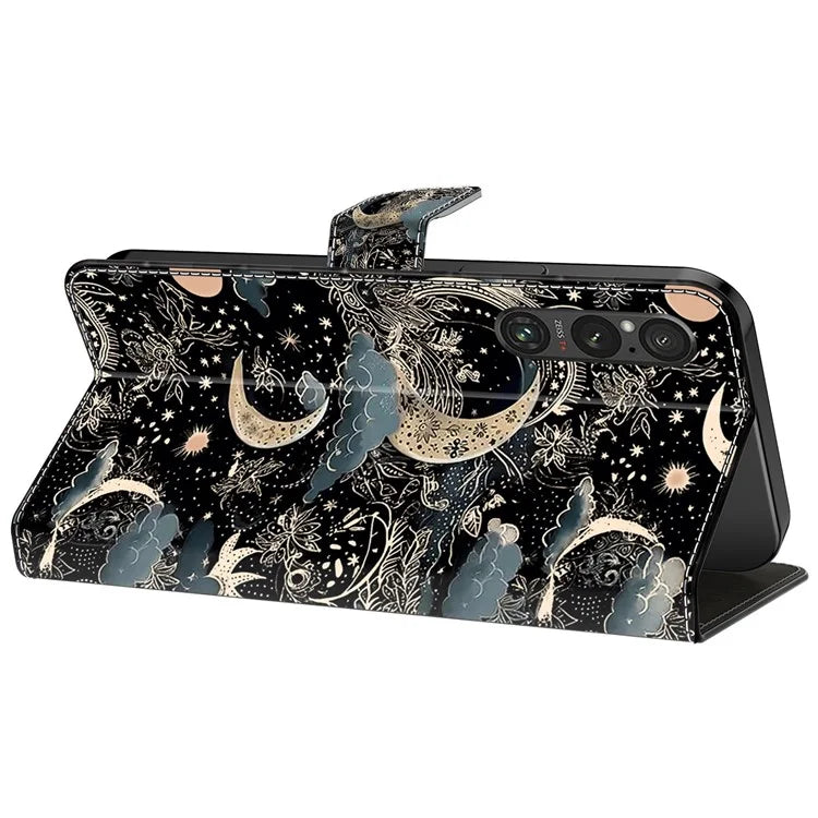For Sony Xperia 1 V Case Pattern Printing PU Leather Wallet Phone Cover