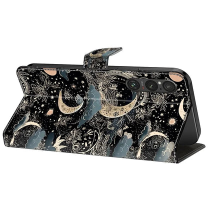 For Sony Xperia 1 V Case Pattern Printing PU Leather Wallet Phone Cover