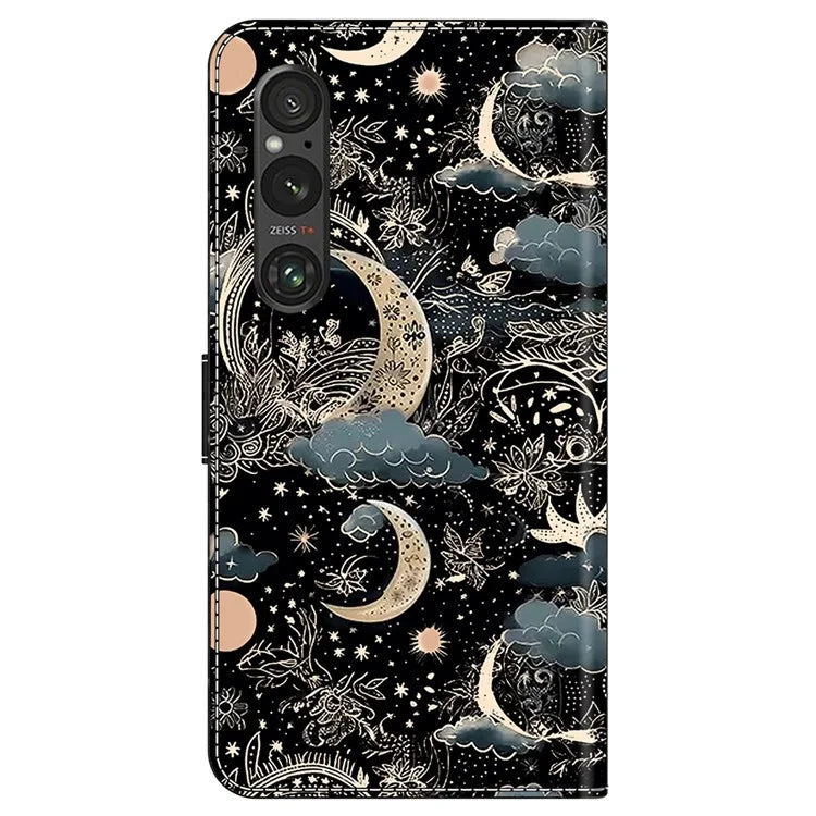 For Sony Xperia 1 V Case Pattern Printing PU Leather Wallet Phone Cover