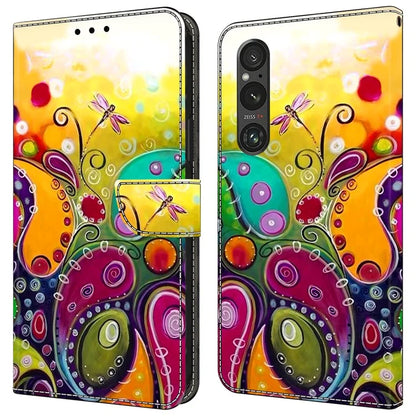For Sony Xperia 1 V Case Pattern Printing PU Leather Wallet Phone Cover