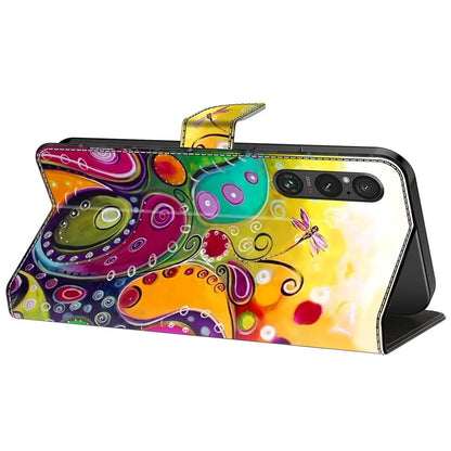 For Sony Xperia 1 V Case Pattern Printing PU Leather Wallet Phone Cover