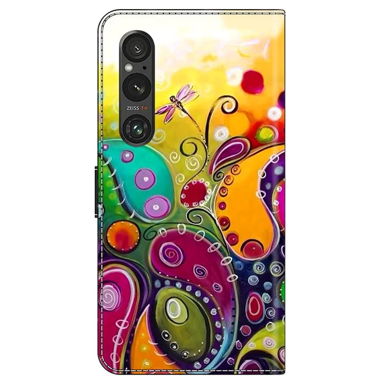 For Sony Xperia 1 V Case Pattern Printing PU Leather Wallet Phone Cover
