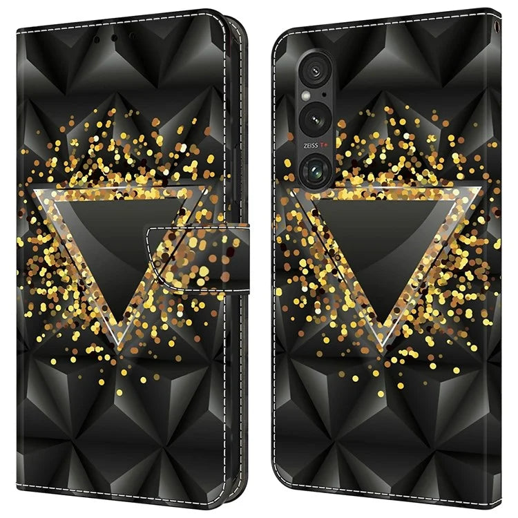 For Sony Xperia 1 V Case Pattern Printing PU Leather Wallet Phone Cover