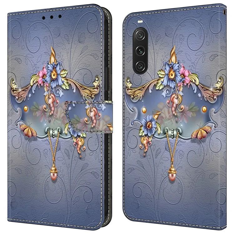 For Sony Xperia 10 V Wallet Phone Case Pattern Printing PU Leather Flip Cover