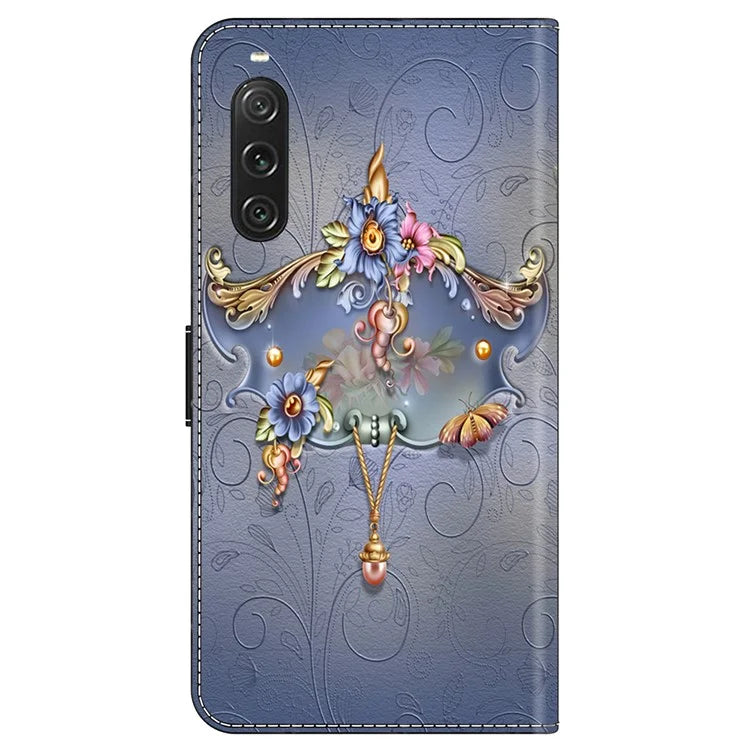 For Sony Xperia 10 V Wallet Phone Case Pattern Printing PU Leather Flip Cover