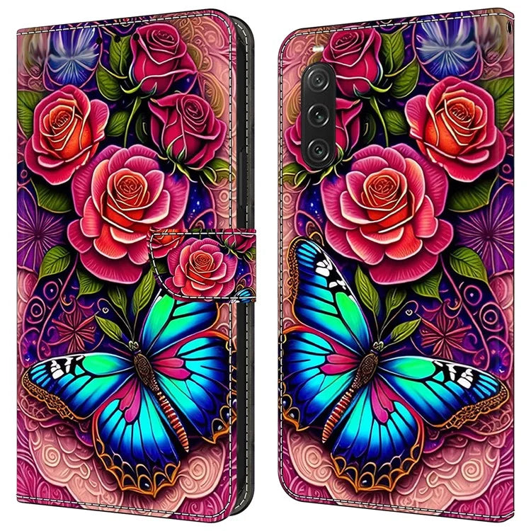 For Sony Xperia 10 V Wallet Phone Case Pattern Printing PU Leather Flip Cover