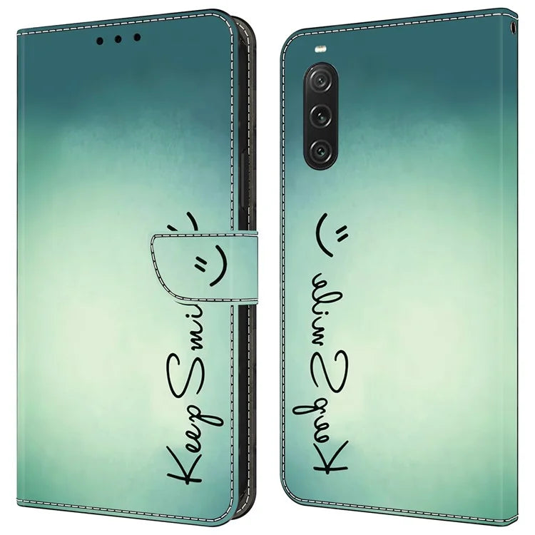 For Sony Xperia 10 V Wallet Phone Case Pattern Printing PU Leather Flip Cover