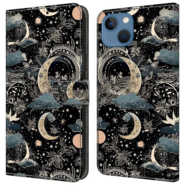 For iPhone 15 Shockproof Case Leather Flip Folio Phone Cover with Wallet