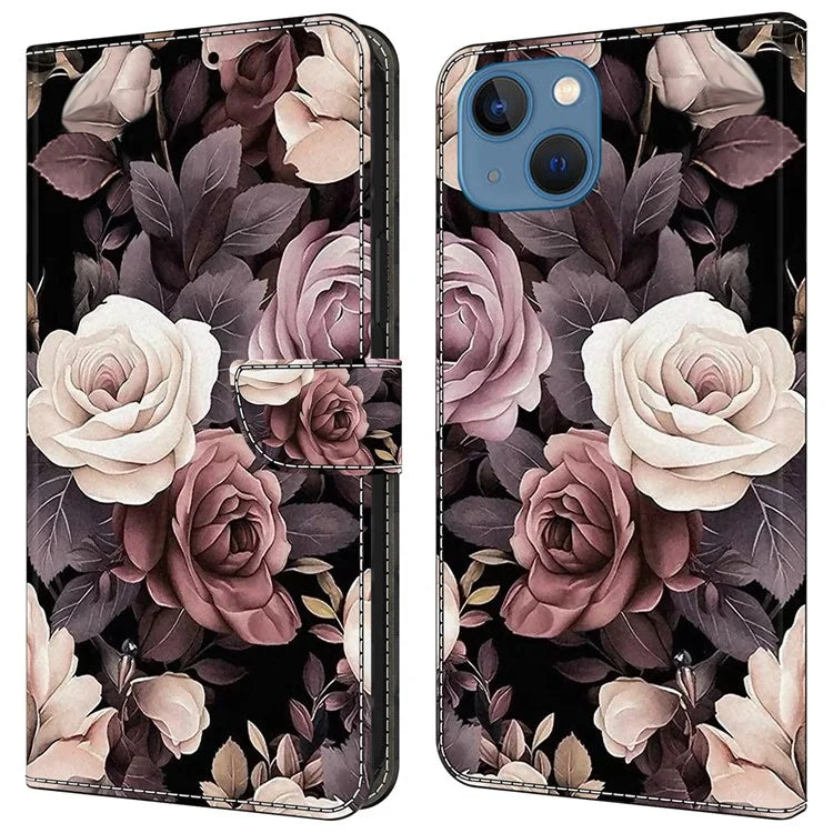 For iPhone 15 Shockproof Case Leather Flip Folio Phone Cover with Wallet