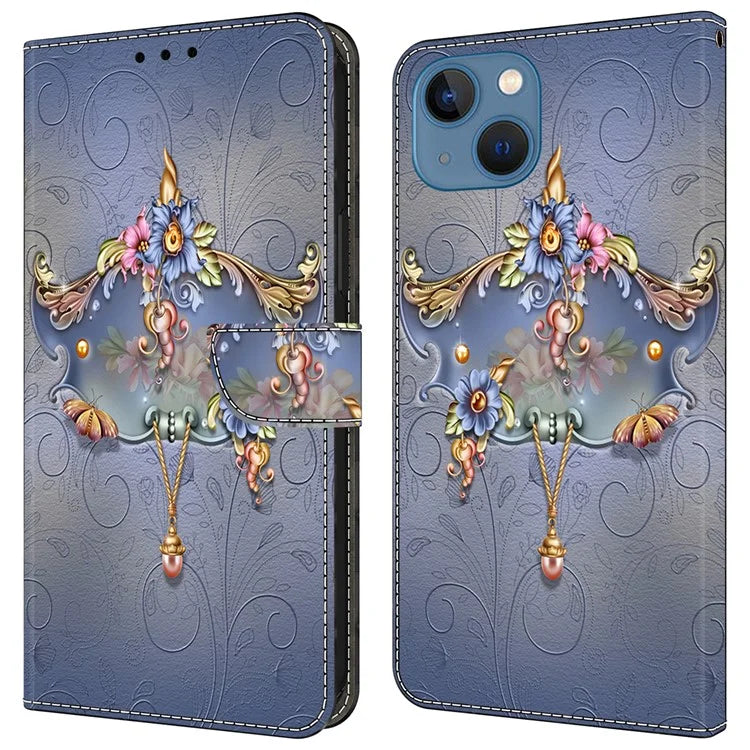 For iPhone 15 Shockproof Case Leather Flip Folio Phone Cover with Wallet