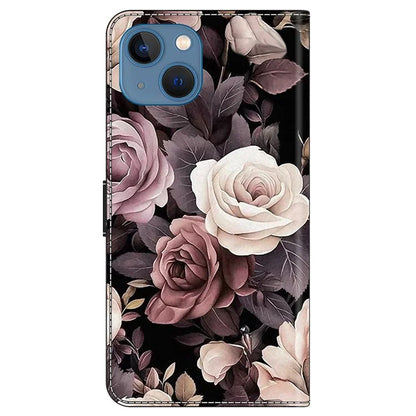 For iPhone 13 / 14 Wallet Case Anti-Drop Pattern Print Leather Phone Cover