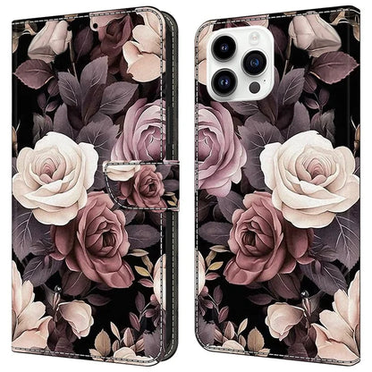 For iPhone 15 Pro Max Case PU Leather Phone Cover Pattern Printing Cell Phone Shell