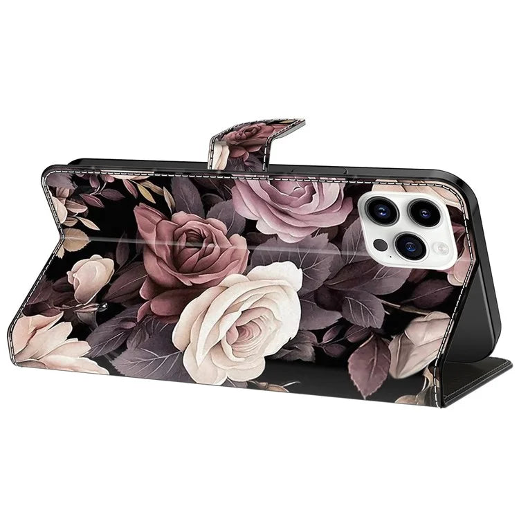 For iPhone 15 Pro Max Case PU Leather Phone Cover Pattern Printing Cell Phone Shell