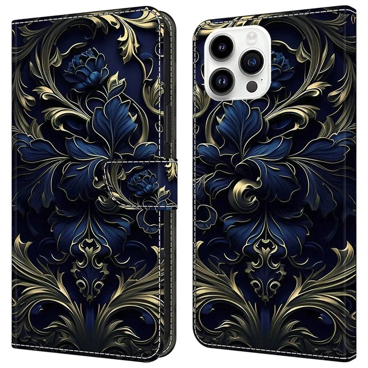For iPhone 15 Pro Max Case PU Leather Phone Cover Pattern Printing Cell Phone Shell