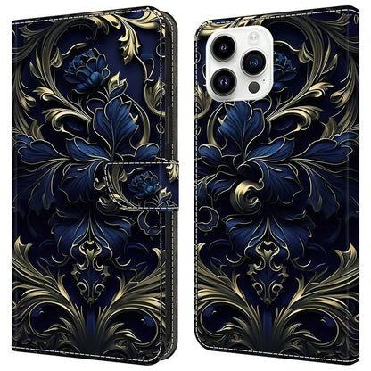 For iPhone 15 Pro Max Case PU Leather Phone Cover Pattern Printing Cell Phone Shell