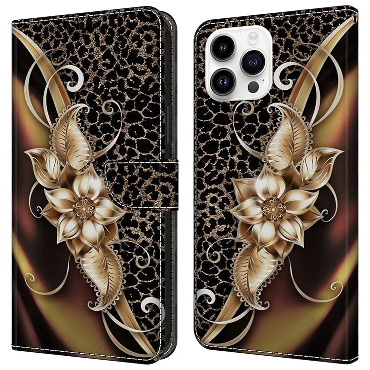 For iPhone 15 Pro Max Case PU Leather Phone Cover Pattern Printing Cell Phone Shell
