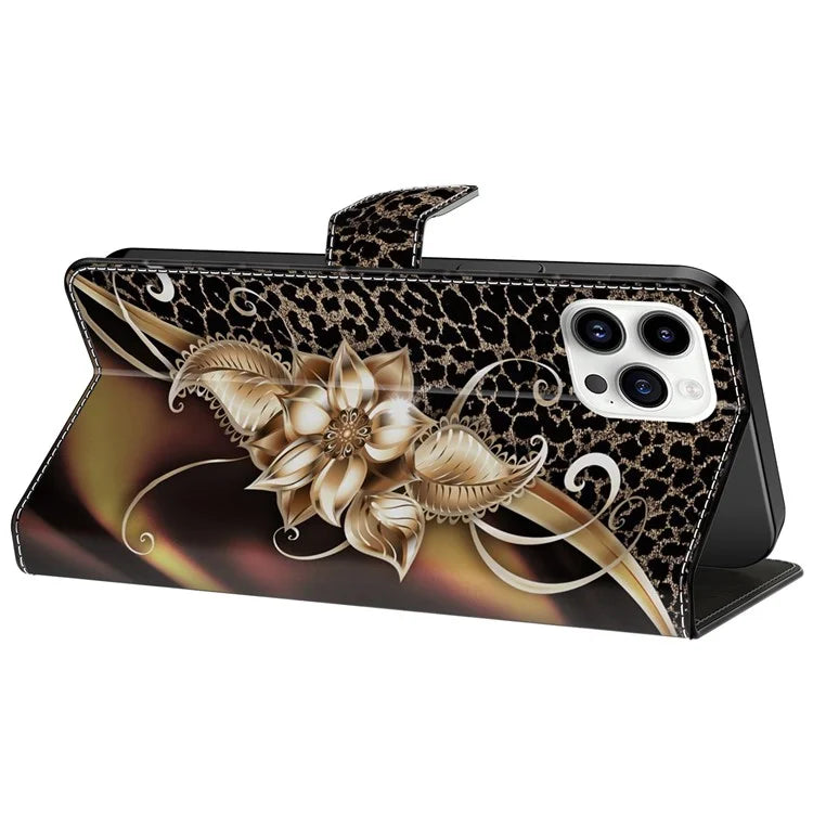 For iPhone 15 Pro Max Case PU Leather Phone Cover Pattern Printing Cell Phone Shell