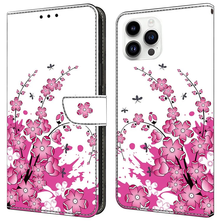 For iPhone 15 Pro Max Case PU Leather Phone Cover Pattern Printing Cell Phone Shell