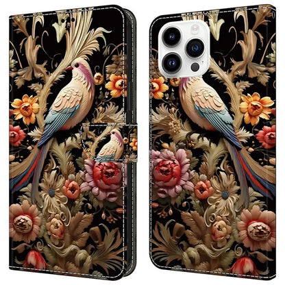 For iPhone 15 Pro Max Case PU Leather Phone Cover Pattern Printing Cell Phone Shell