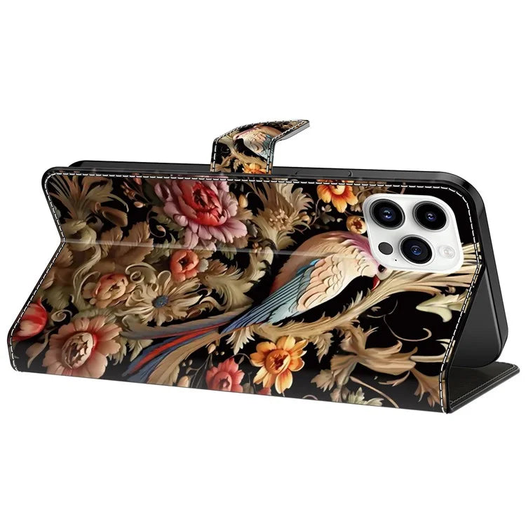 For iPhone 15 Pro Max Case PU Leather Phone Cover Pattern Printing Cell Phone Shell