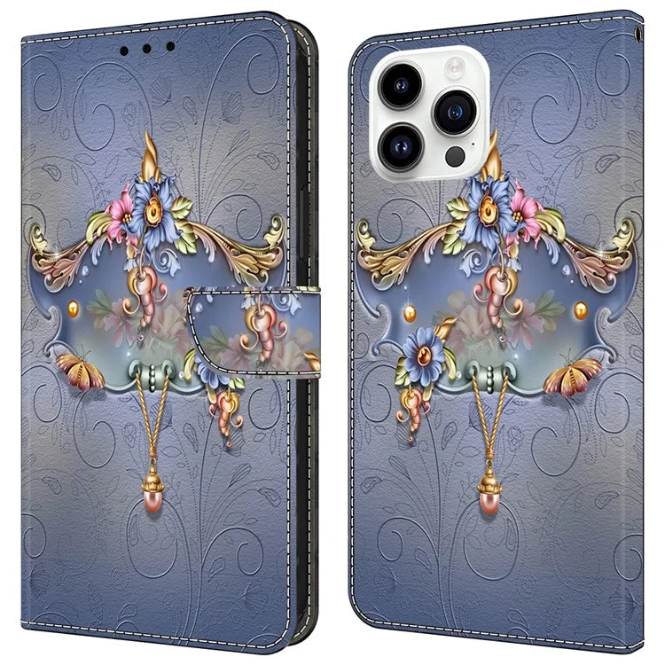 For iPhone 15 Pro Max Case PU Leather Phone Cover Pattern Printing Cell Phone Shell