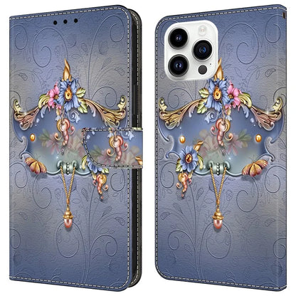 For iPhone 15 Pro Max Case PU Leather Phone Cover Pattern Printing Cell Phone Shell