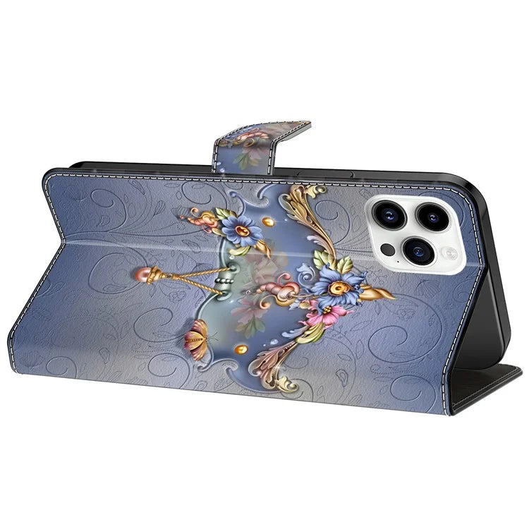 For iPhone 15 Pro Max Case PU Leather Phone Cover Pattern Printing Cell Phone Shell