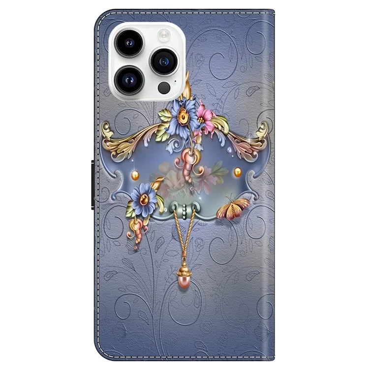 For iPhone 15 Pro Max Case PU Leather Phone Cover Pattern Printing Cell Phone Shell