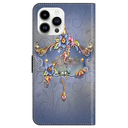 For iPhone 15 Pro Max Case PU Leather Phone Cover Pattern Printing Cell Phone Shell
