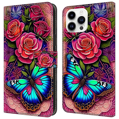 For iPhone 15 Pro Max Case PU Leather Phone Cover Pattern Printing Cell Phone Shell