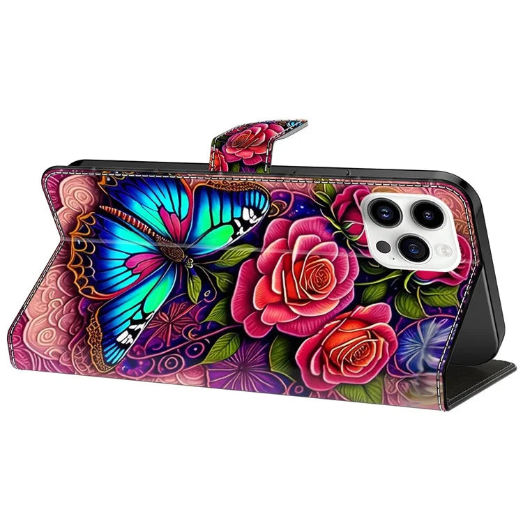 For iPhone 15 Pro Max Case PU Leather Phone Cover Pattern Printing Cell Phone Shell