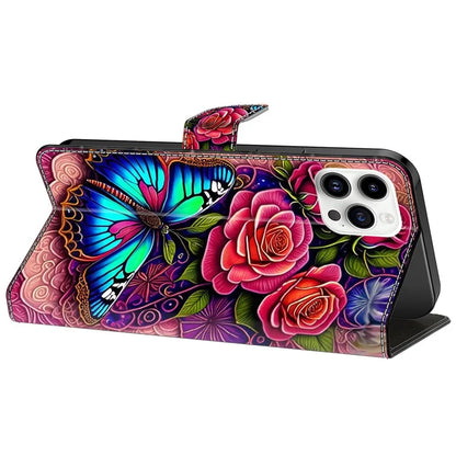 For iPhone 15 Pro Max Case PU Leather Phone Cover Pattern Printing Cell Phone Shell