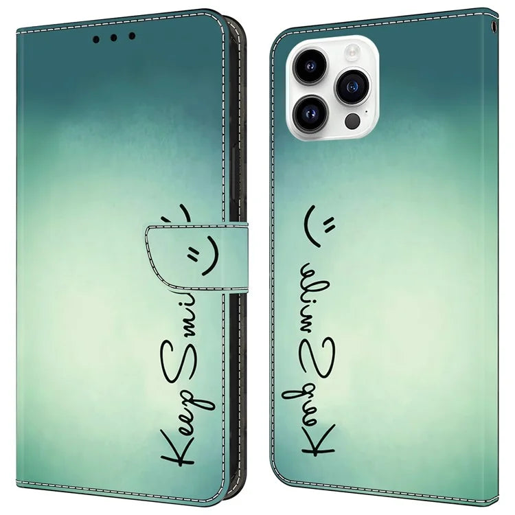For iPhone 15 Pro Max Case PU Leather Phone Cover Pattern Printing Cell Phone Shell
