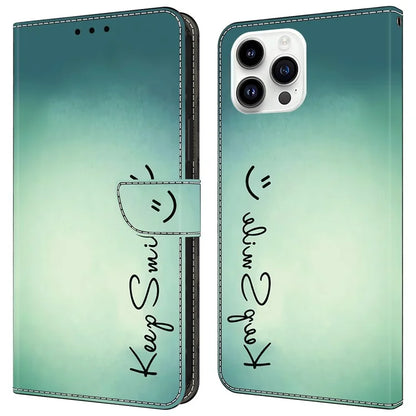 For iPhone 15 Pro Max Case PU Leather Phone Cover Pattern Printing Cell Phone Shell