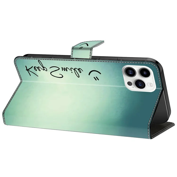 For iPhone 15 Pro Max Case PU Leather Phone Cover Pattern Printing Cell Phone Shell