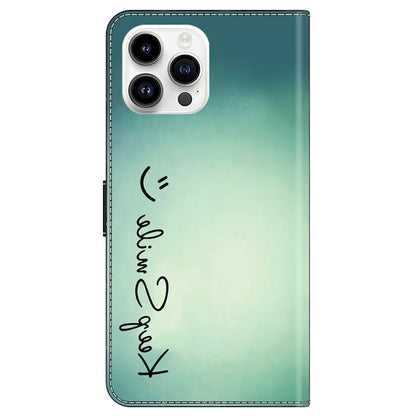 For iPhone 15 Pro Max Case PU Leather Phone Cover Pattern Printing Cell Phone Shell