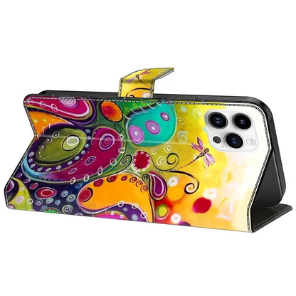 For iPhone 15 Pro Max Case PU Leather Phone Cover Pattern Printing Cell Phone Shell